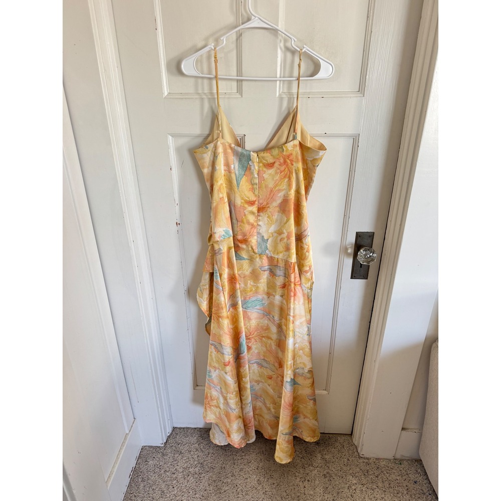 Bardot Kalani floral print satin high low midi dress size US 12 - Picture 5 of 12